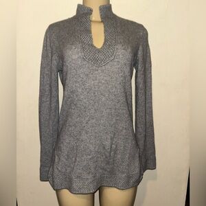 Tory Burch Gray Knit Long Sleeve Sweater Size S